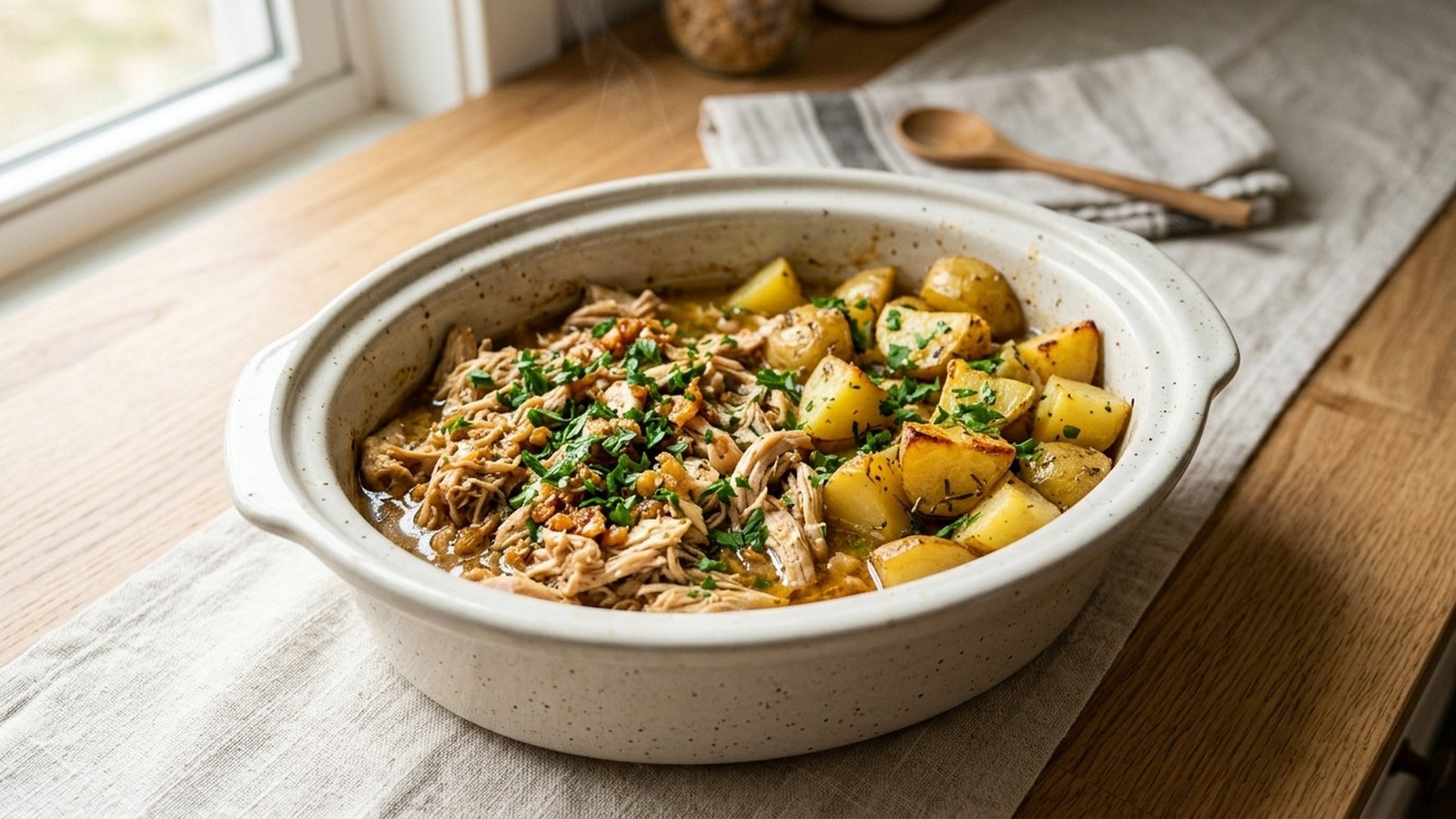 Slow Cooker Garlic Herb Chicken and Potatoes (With Crispy Broiled Edges)